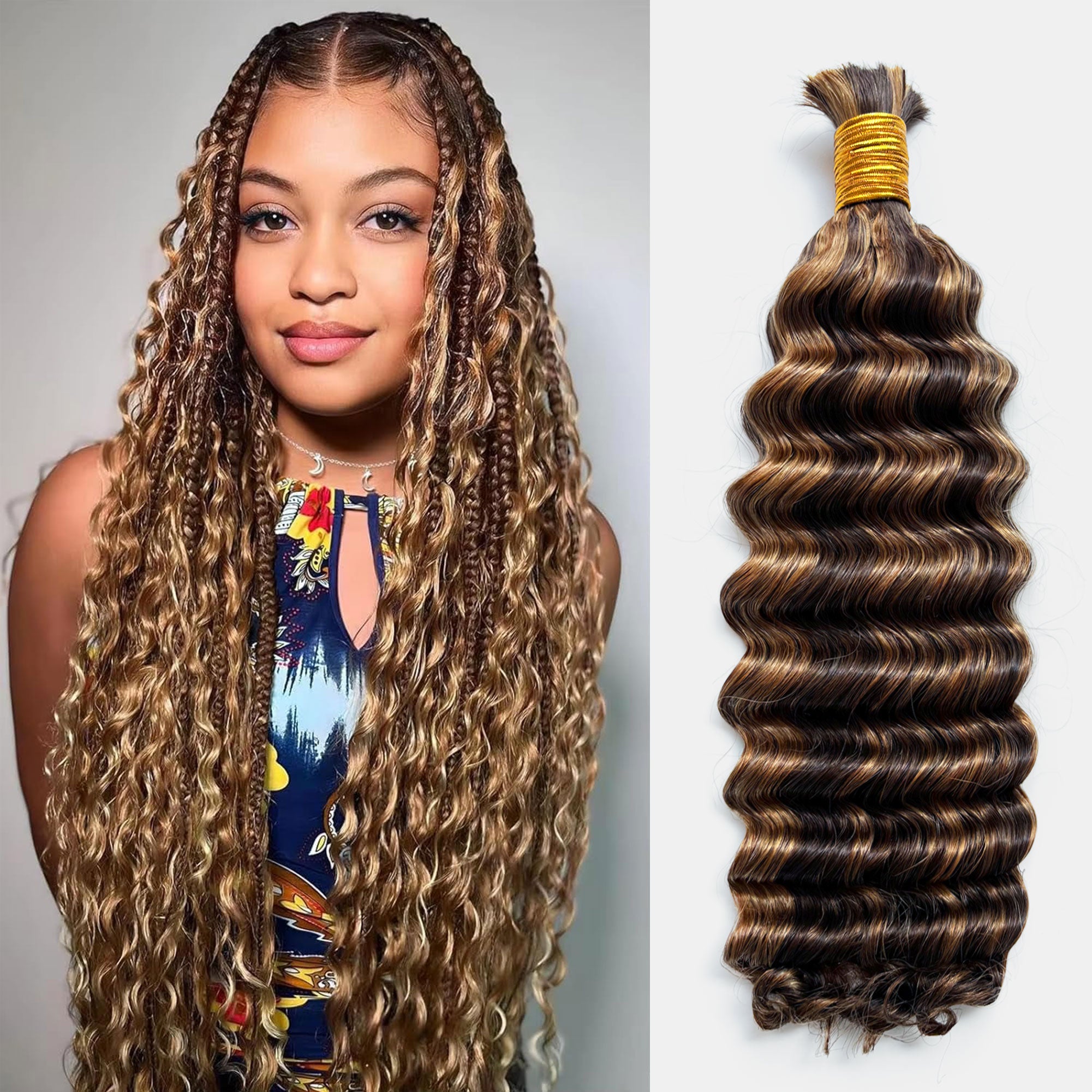 Starhair Deep Wave Hair Bulk Hair for Braiding P4/27