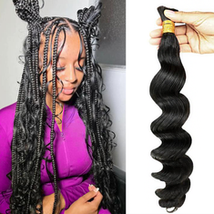 Starhair 14-24 Inch Loose Wave Bulk Hair for Braiding #1B