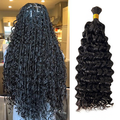 Starhair 14-24 Inch Water Wave Bulk Hair for Braiding #1B