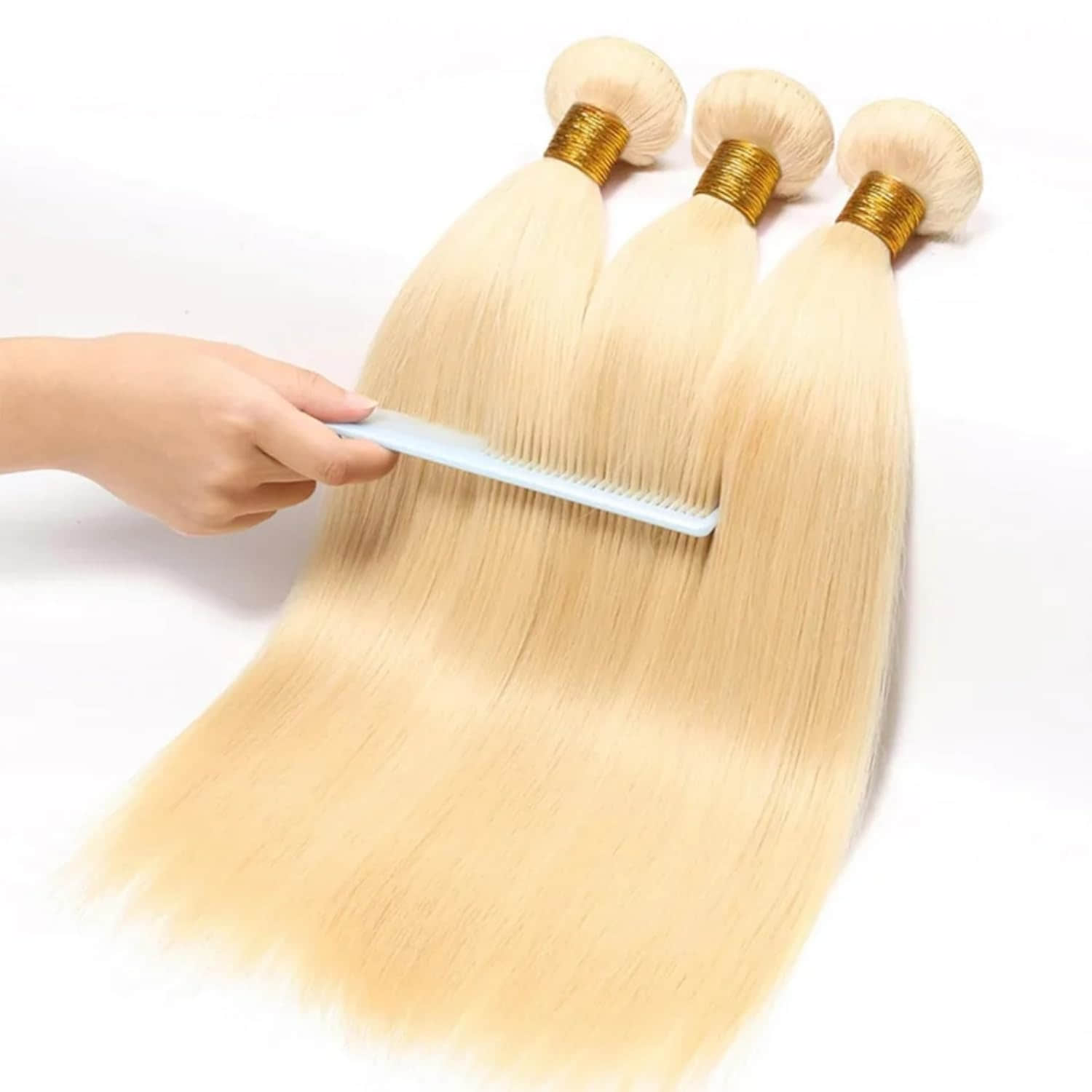 10-30 Inch #613 Blonde Straight Remy Human Hair Bundles