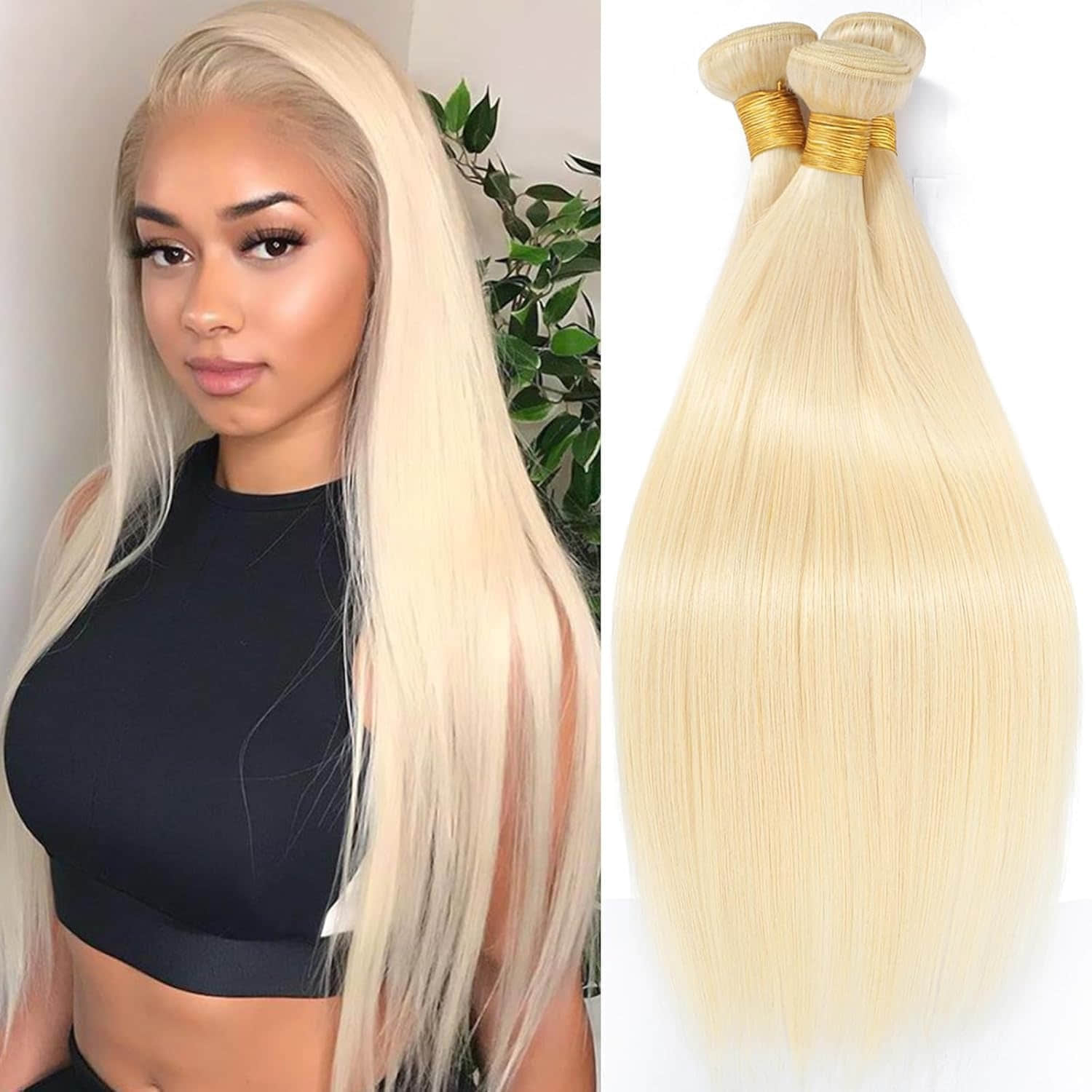 10-30 Inch #613 Blonde Straight Remy Human Hair Bundles