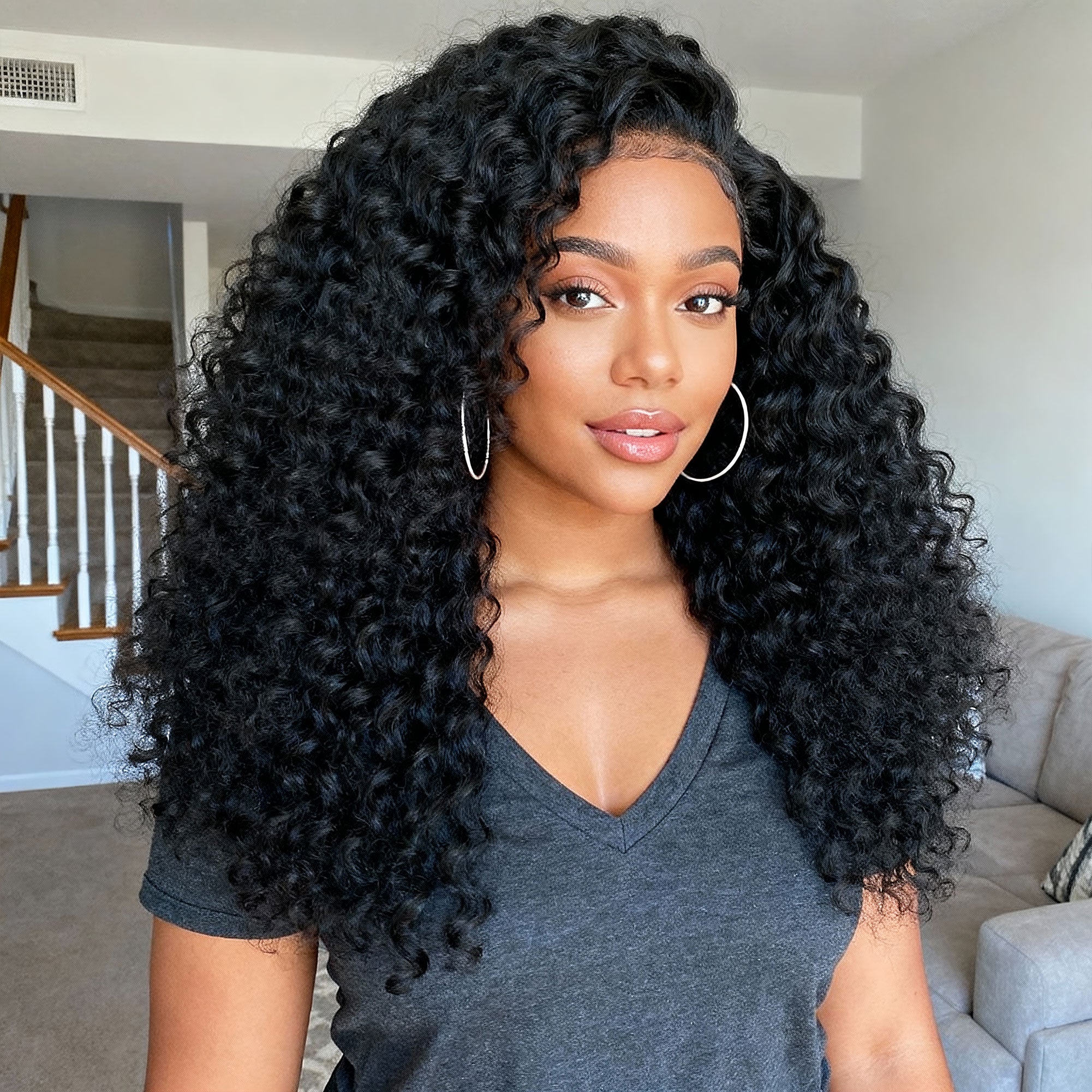 Starhair 10-30 Inch Deep Curly Brazilian Virgin Hair Bundles #1B