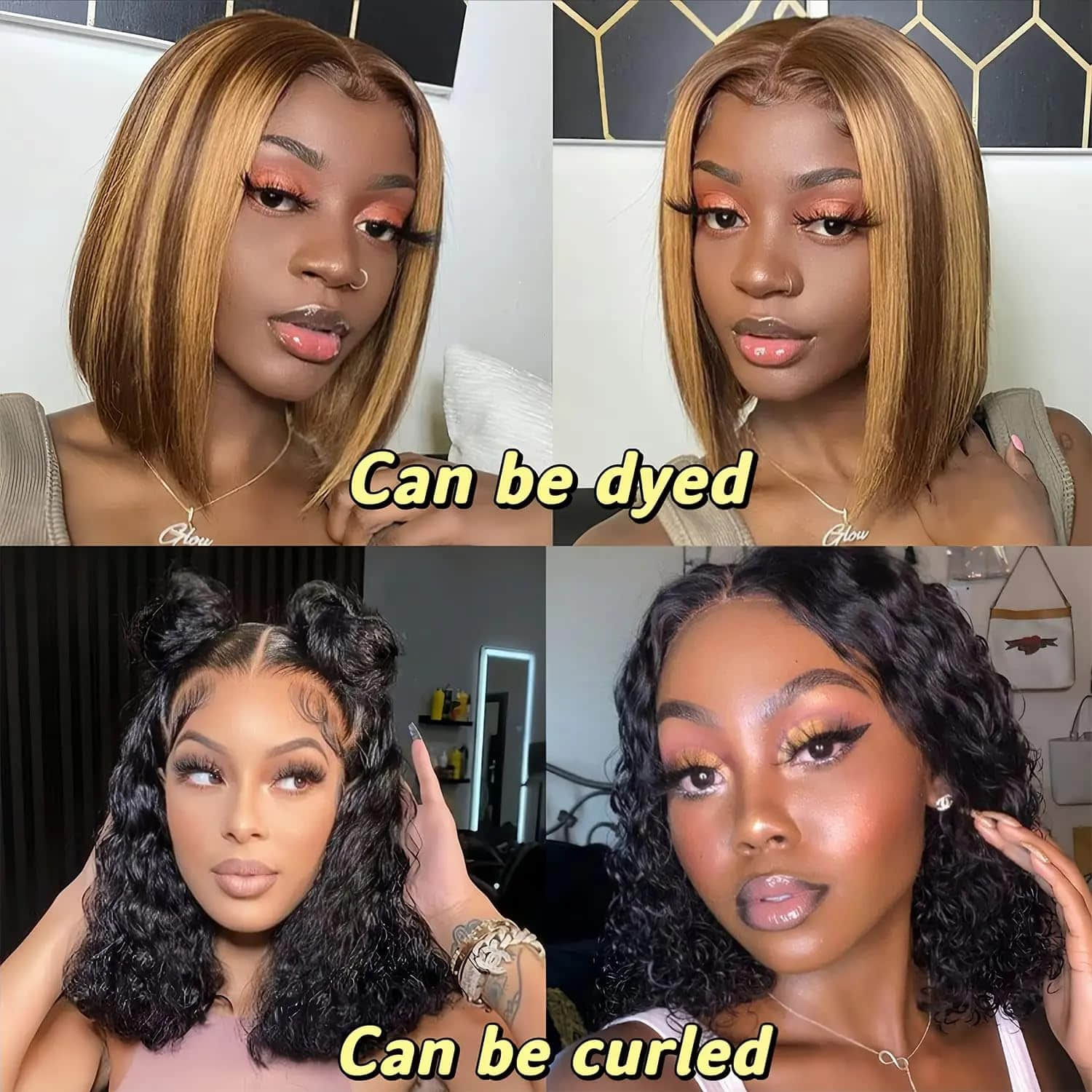 13"x4" Bob Wig Transparent Lace Closure Wig #1B