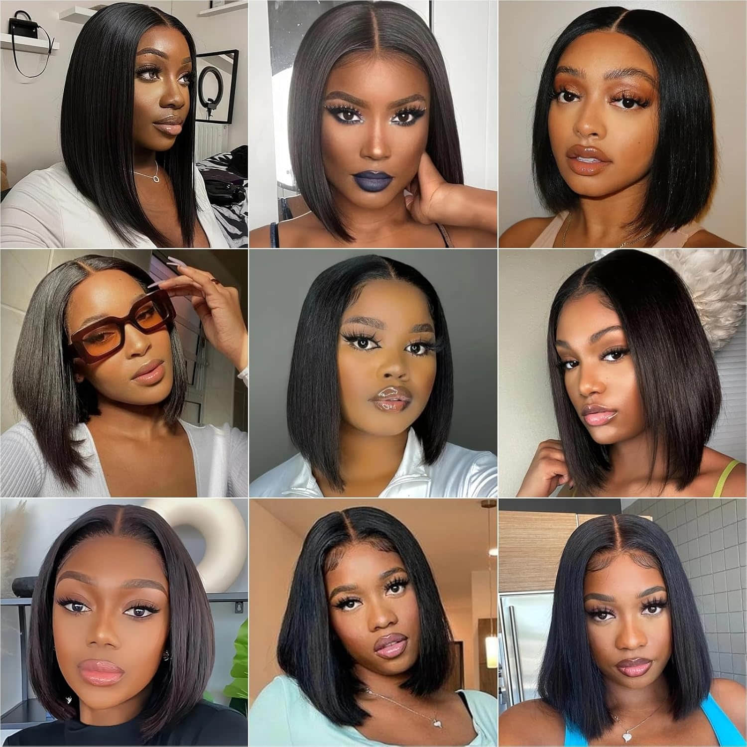 13"x4" Bob Wig Transparent Lace Closure Wig #1B