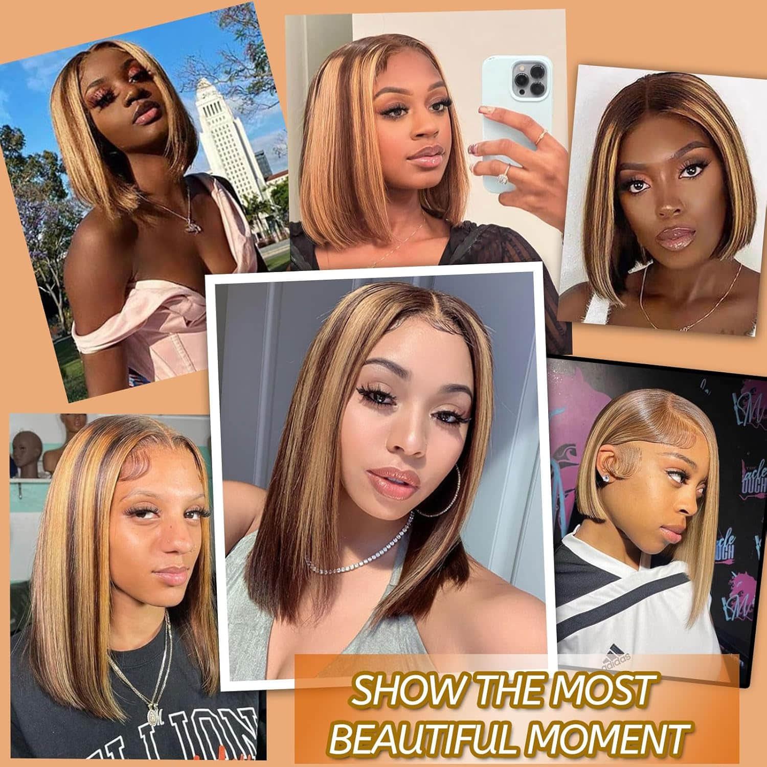  13"x4" Bob Wig Transparent Lace Closure Wig P4/27