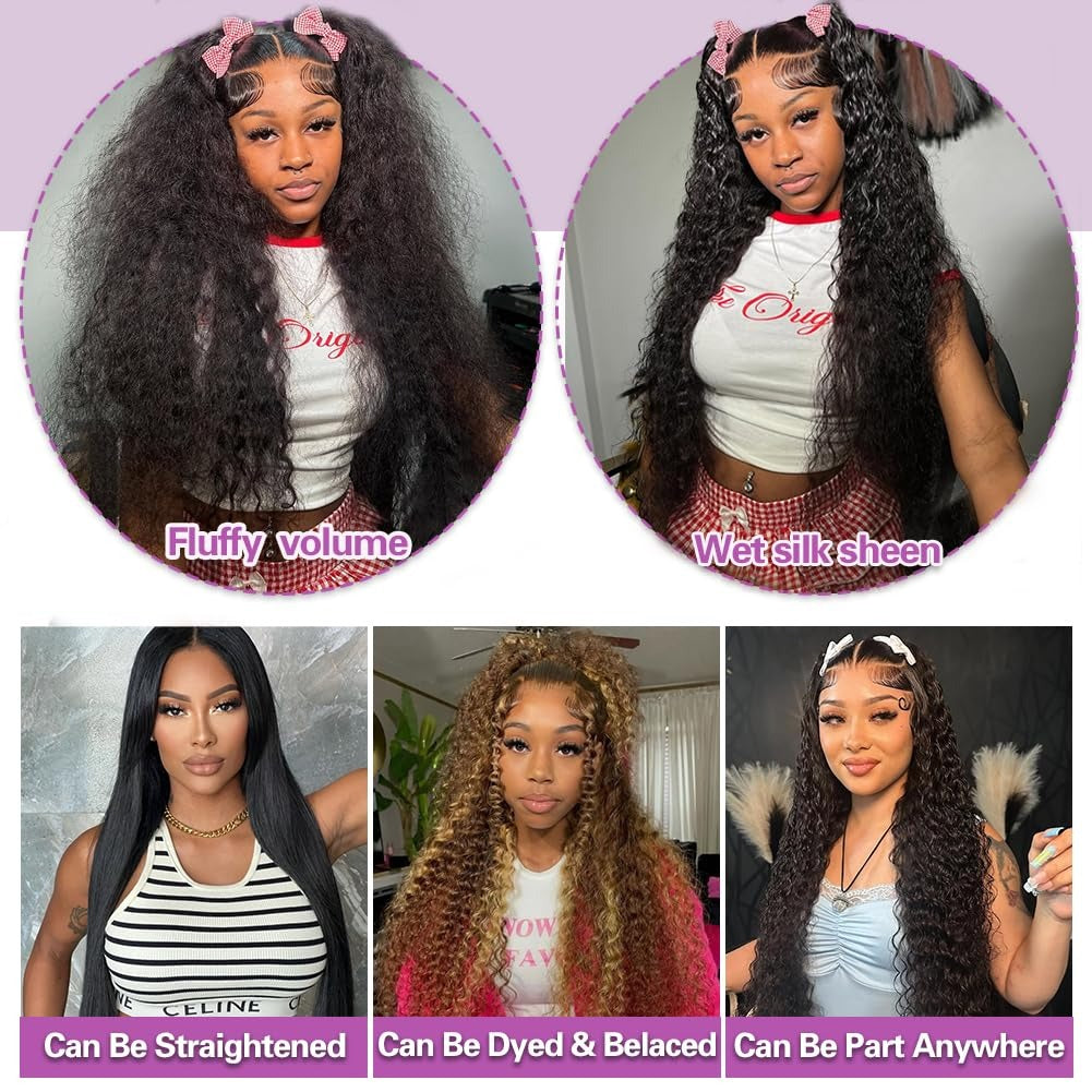 13"x4" HD Lace Deep Wave Frontal Wig #1B