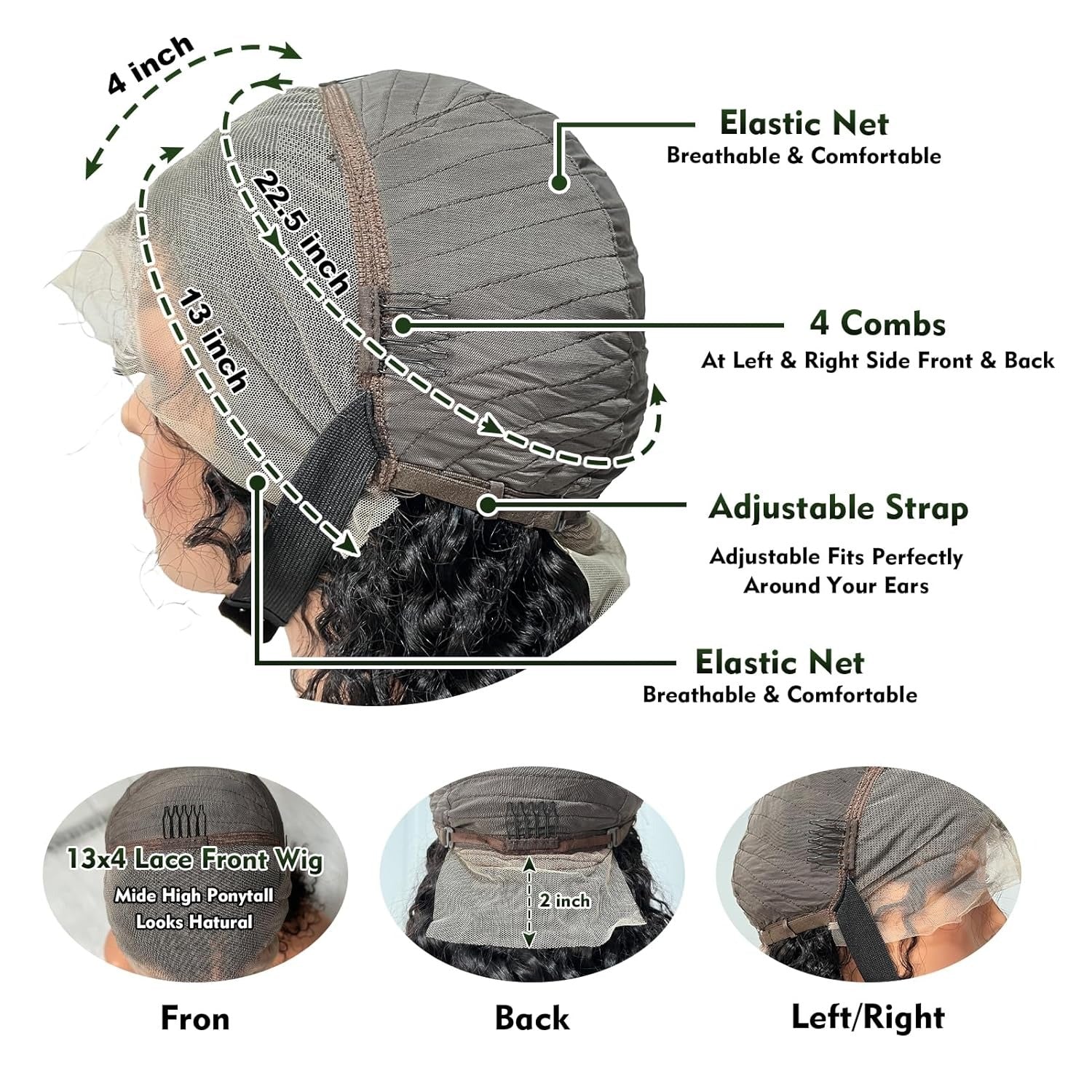 StarHair 13"x4" Deep Wave 150% Transparent Lace Frontal Wig #1B