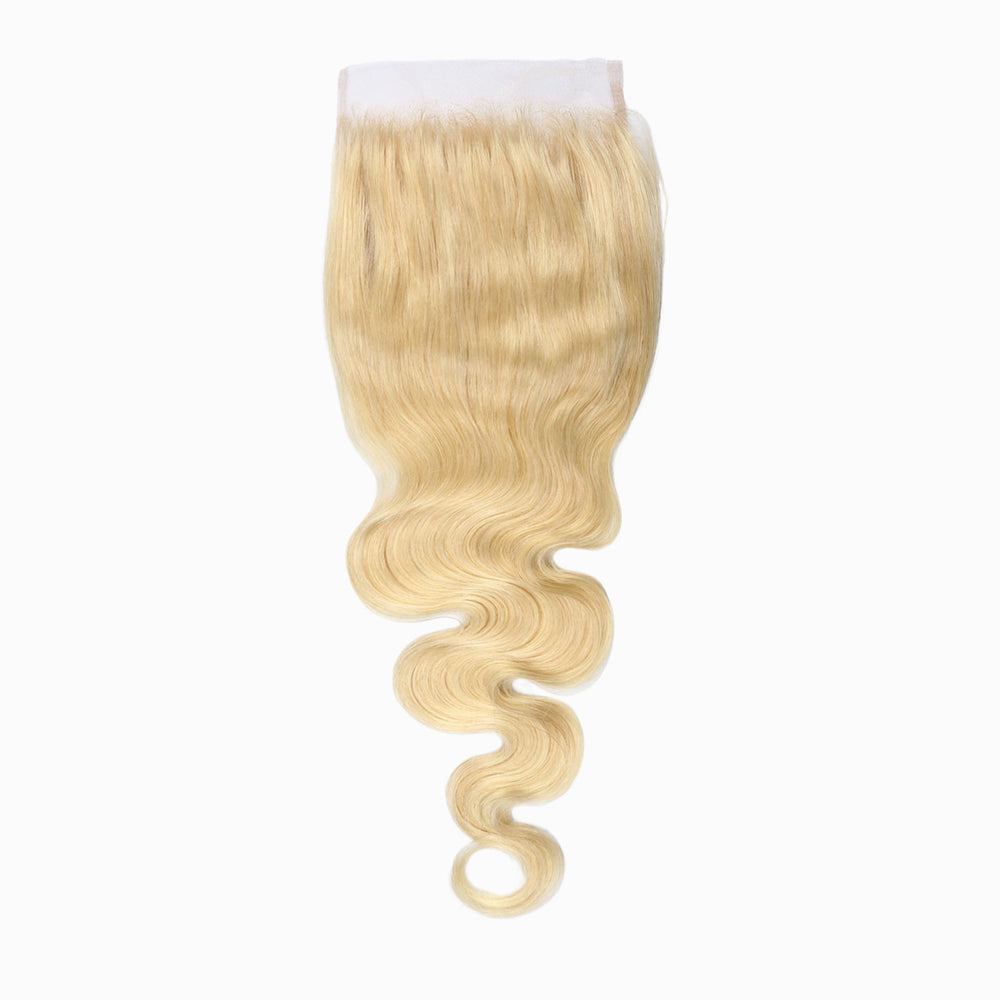 Starhair 12-20 Inch #613 Blonde 4"x4" Body Wave Transparent Lace Closure