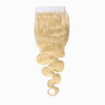 Starhair 12-20 Inch #613 Blonde 4"x4" Body Wave Transparent Lace Closure