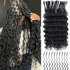 Starhair 16-22 Inch Deep Wave Pre-divided Bulk Hair for Braiding #1B