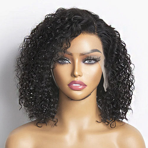 StarHair 13"x4" Curly Bob Wig Transparent Lace Closure Wig #1B