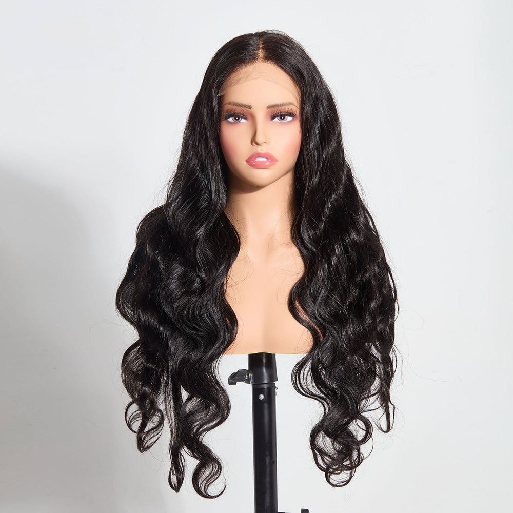 StarHair 5"x5" Body Wave Transparent Lace Closure Wig #1B