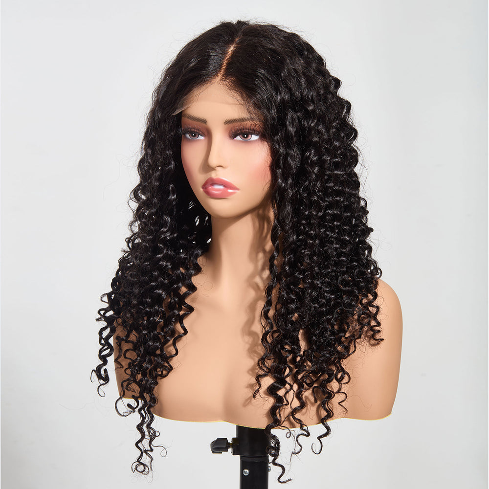 StarHair 5"x5" Deep Wave Transparent Lace Closure Wig #1B