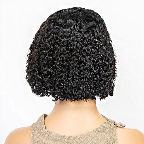 StarHair 5"x5" Curly Bob Wig Transparent Lace Closure Wig #1B