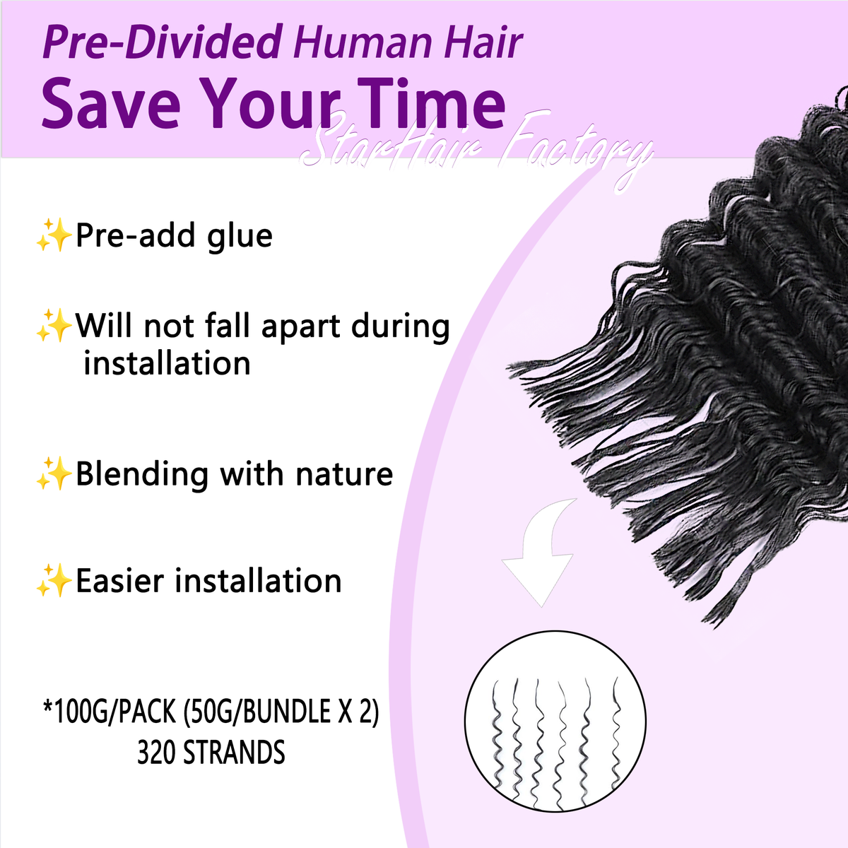 16 Inch Deep Wave Starhair 16-22 Inch Deep Wave Pre-divided Bulk Hair for Braiding #1B ...