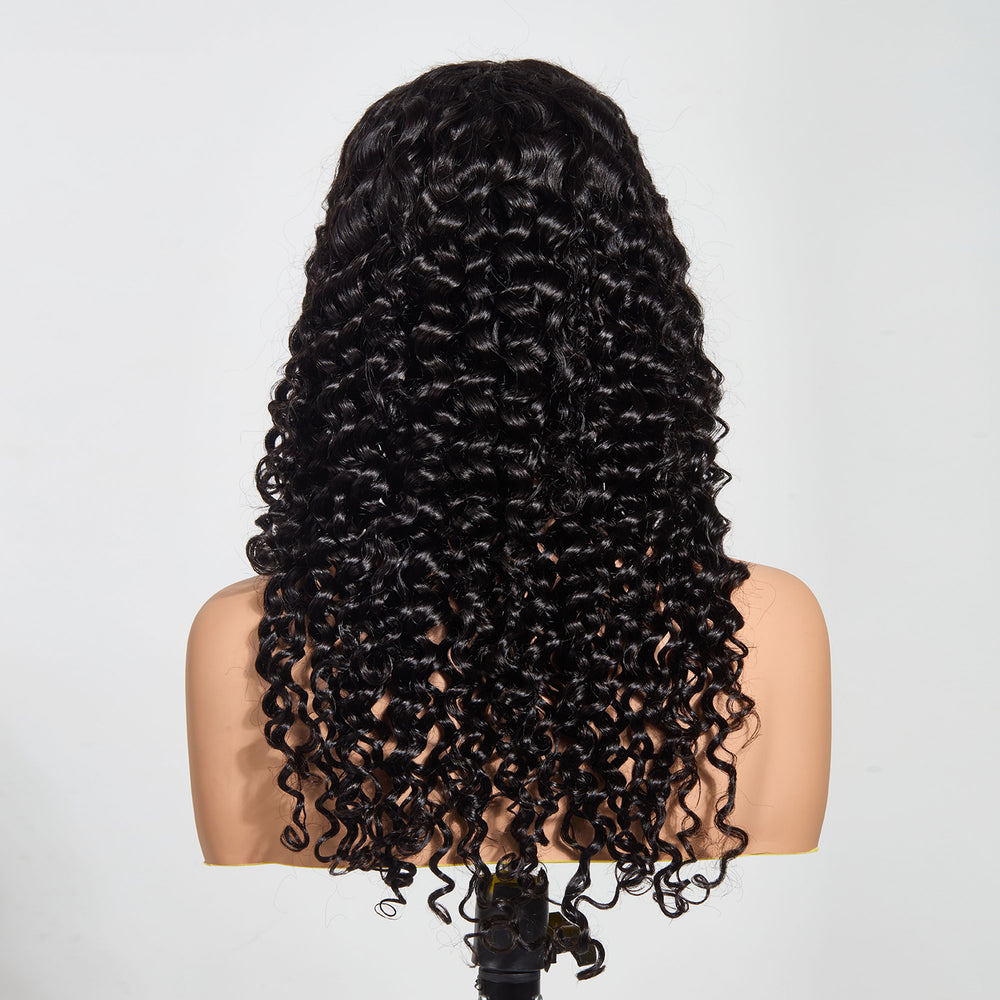 StarHair 13"x4" Deep Wave Transparent Lace Frontal Wig #1B