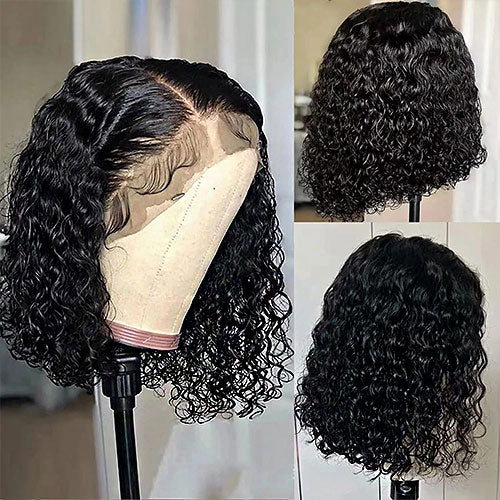 StarHair 13"x4" Curly Bob Wig Transparent Lace Closure Wig #1B