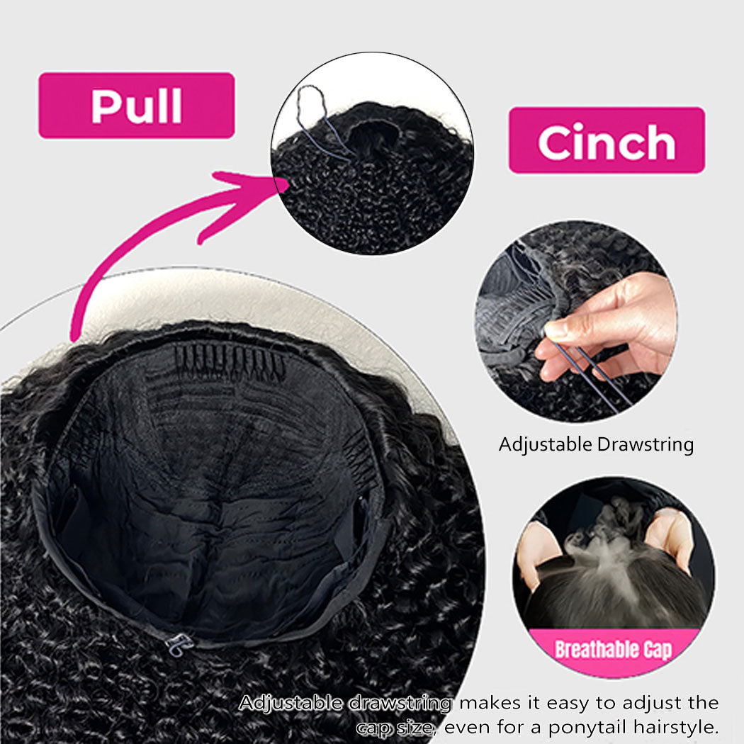 Starhair 10A 180% Average Size Half Wig Kinky Curly Natural Black