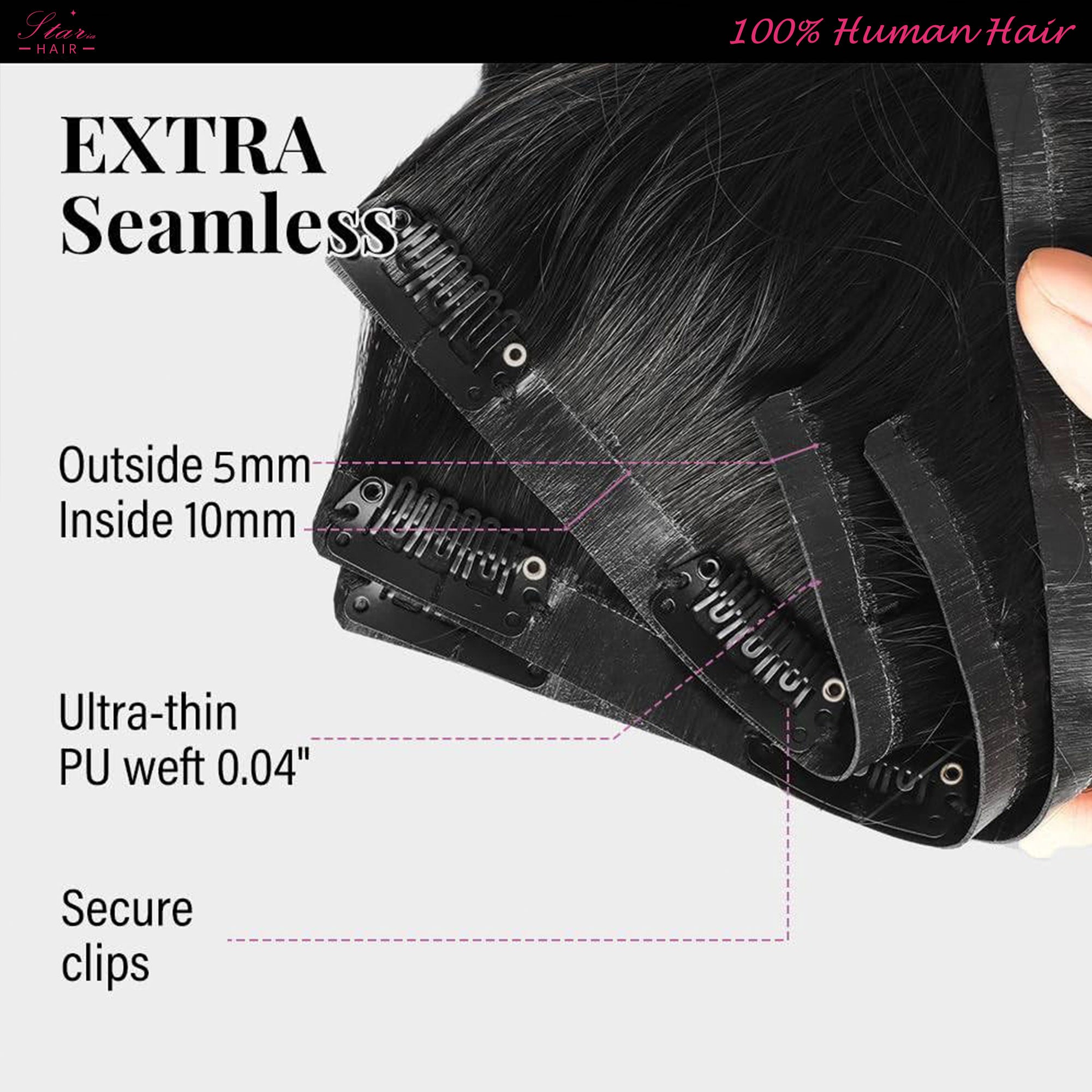 Starhair Seamless Clip In Extensions Straight 120G Natural Color