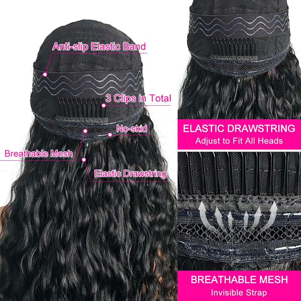 5"x5" Deep Wave Transparent Glueless Lace Closure Wig