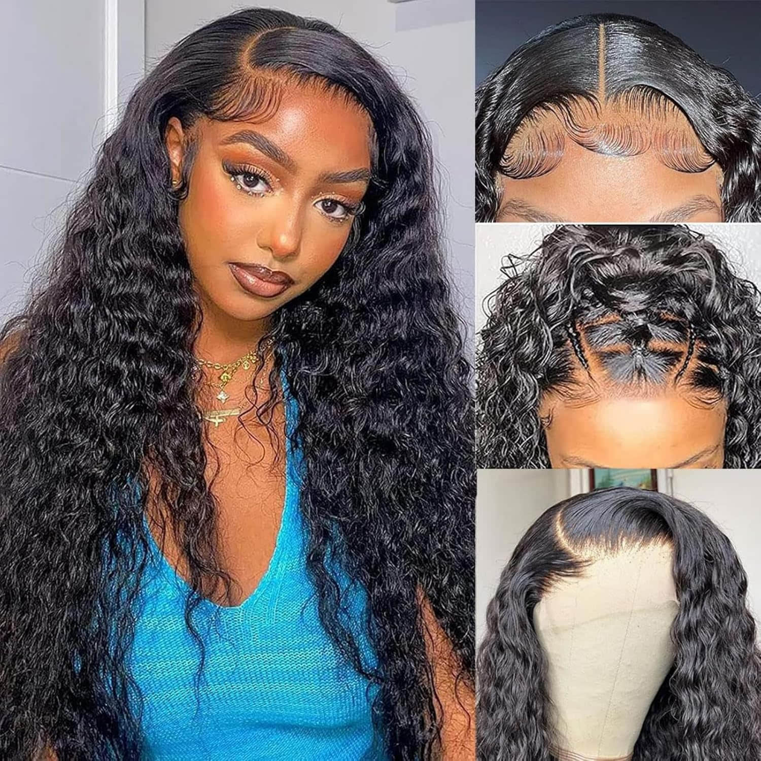 5"x5" Water Wave Transparent Glueless Lace Closure Wig