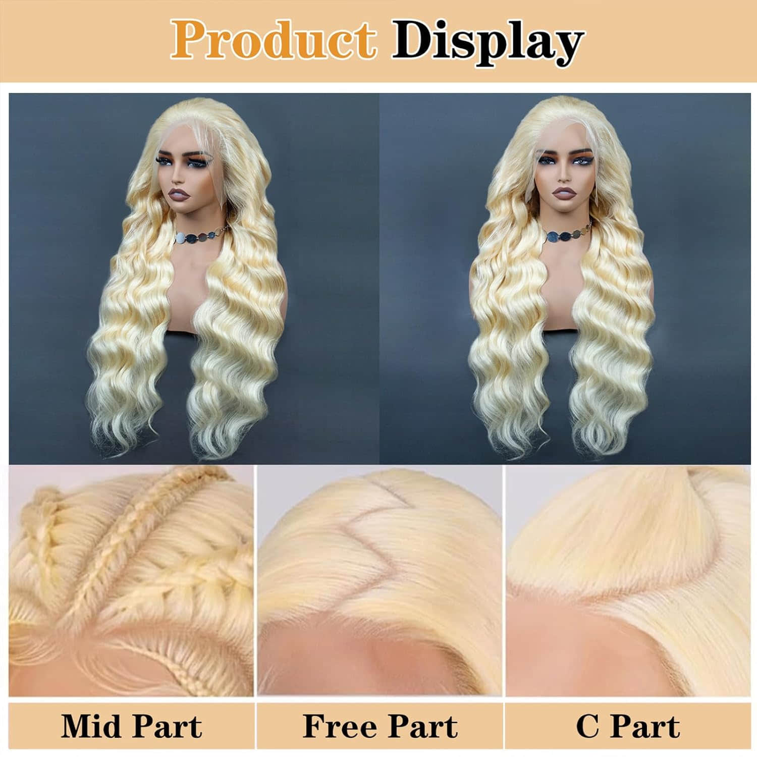#613 Blonde 13"x4" Body Wave 200% Transparent Lace Frontal Wigs
