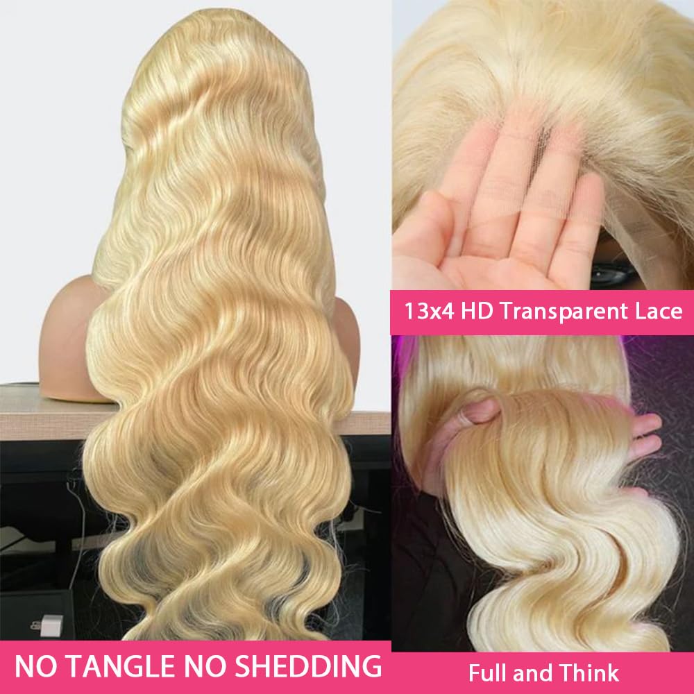 #613 Blonde 13"x4" Body Wave Transparent Lace Frontal Wigs 150%