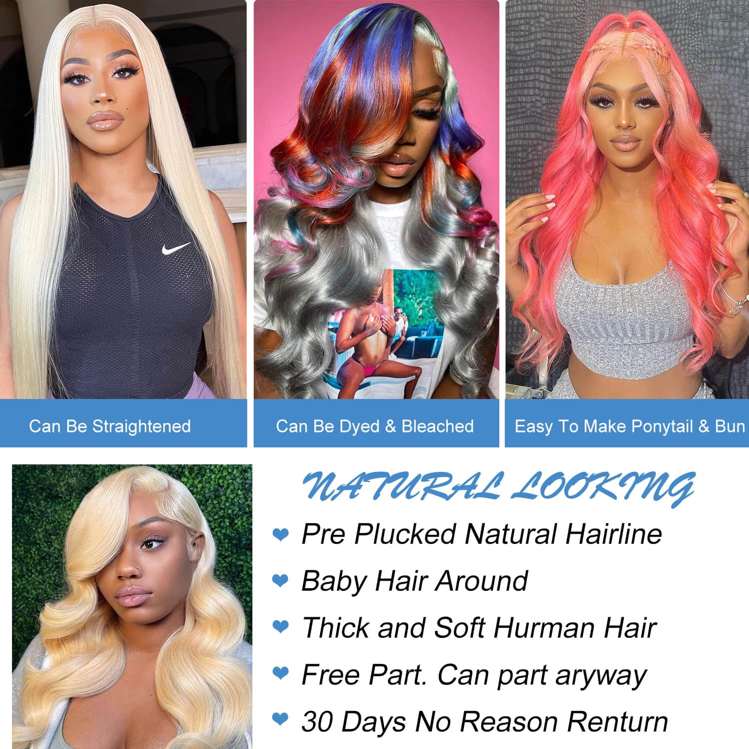 #613 Blonde 13"x4" Body Wave Transparent Lace Frontal Wigs 150%