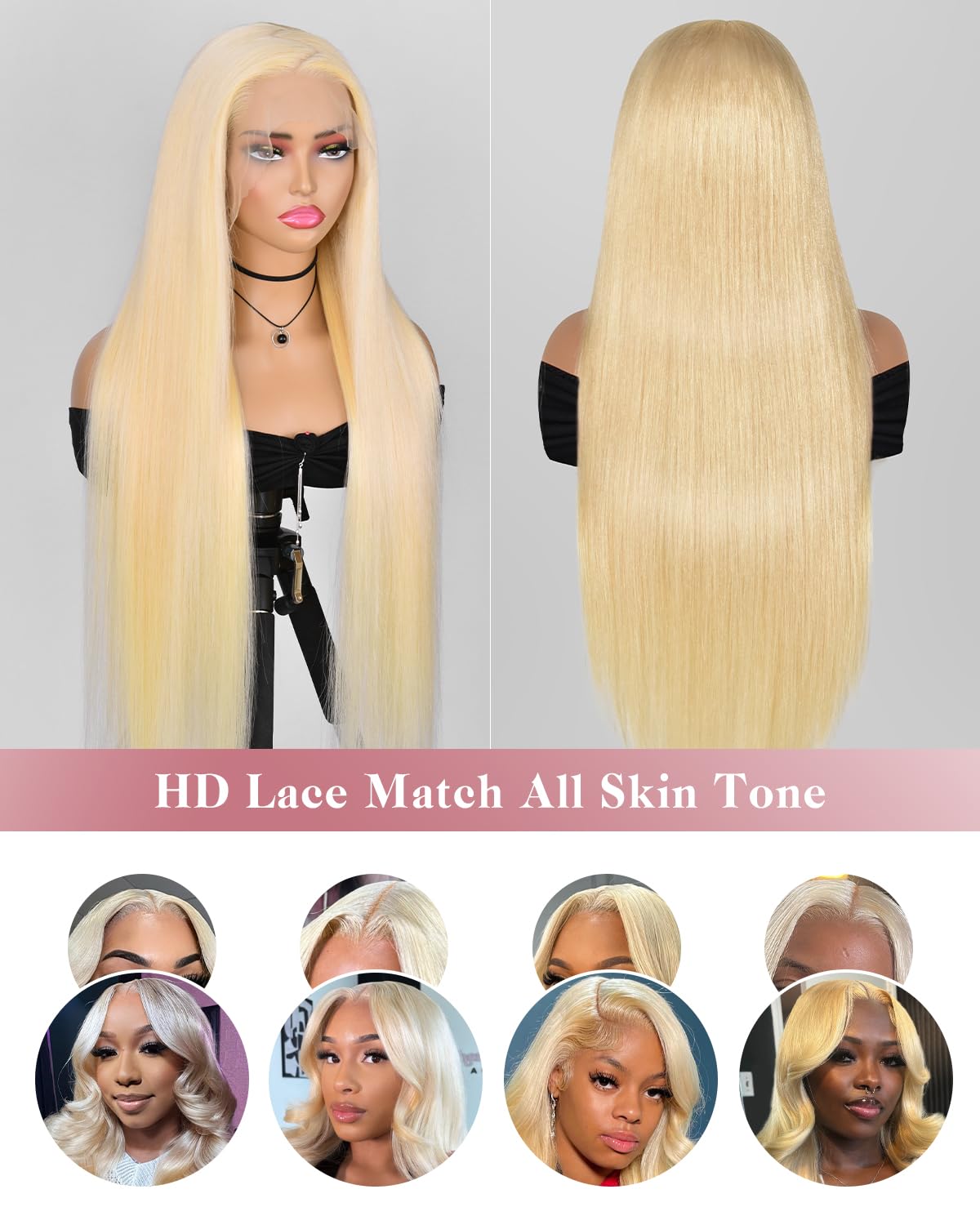 #613 Blonde 13"x4" Straight Transparent Lace Frontal Wigs 200%