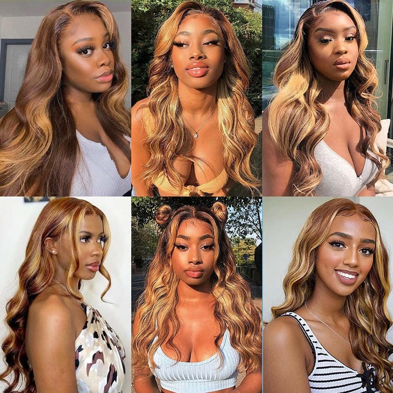 Highlight Body Wave Human Hair Bundles Brown & Honey Blonde 12-28 Inch - Stariahair
