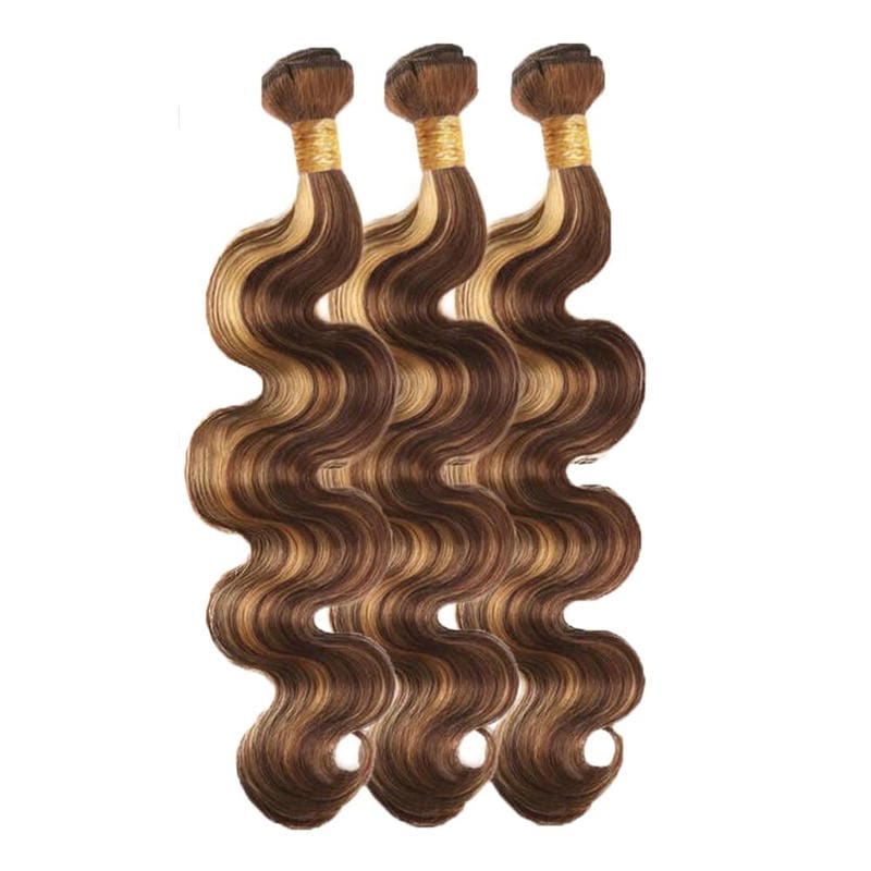 Highlight Body Wave Human Hair Bundles Brown & Honey Blonde 12-28 Inch - Stariahair