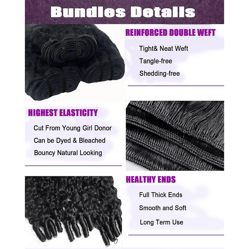 Starhair 14-30 Inch Burmese Curly Brazilian Virgin Hair Bundles #1B