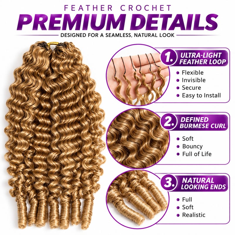 StariaHair Burmese Curly Feather Crochet Human Hair for Boho Braids 100% Virgin Hair Natural Curls Color #27