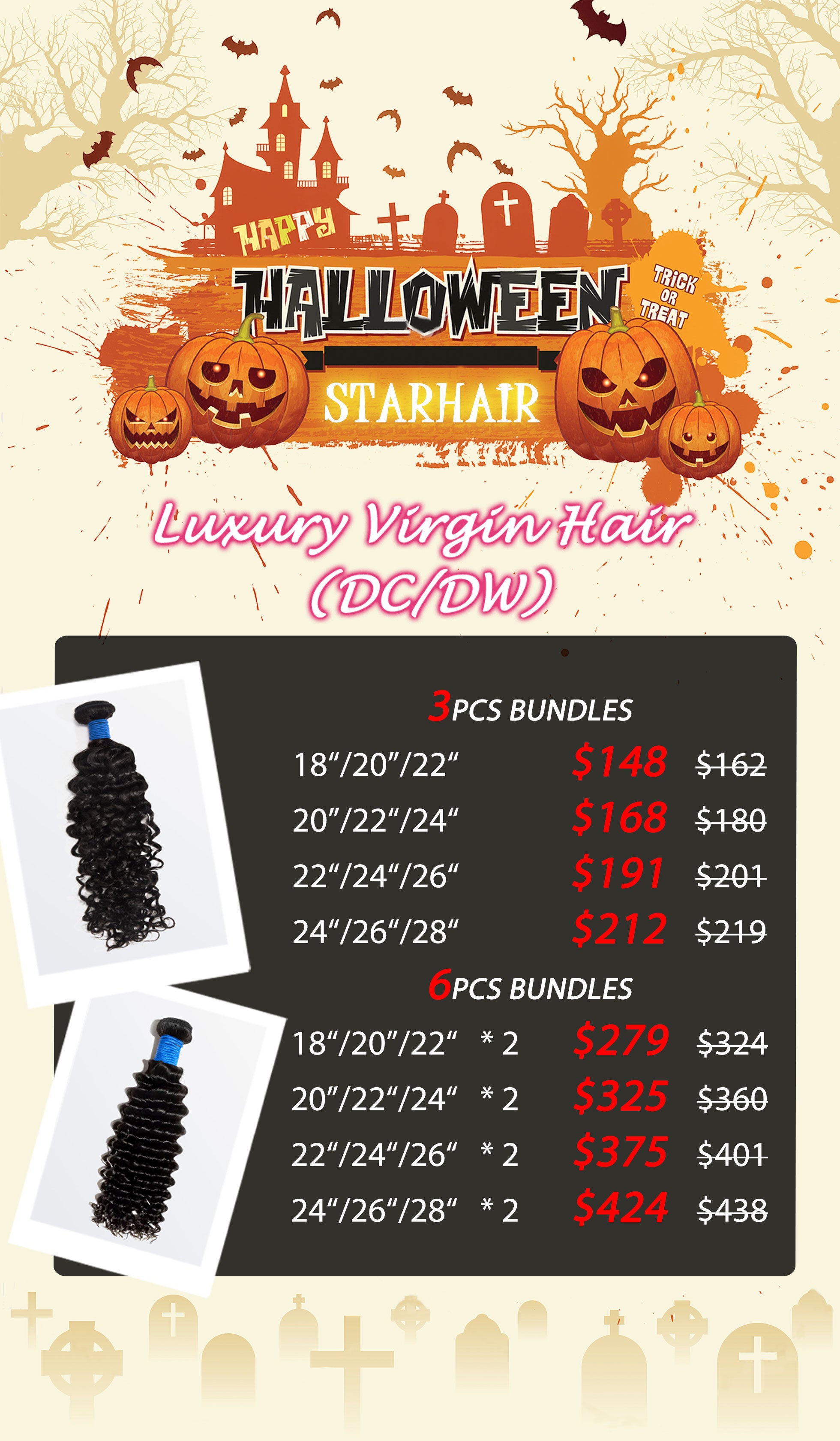 Halloween Package Deal | DC/DW Luxury Virgin Hair Bundle Deal