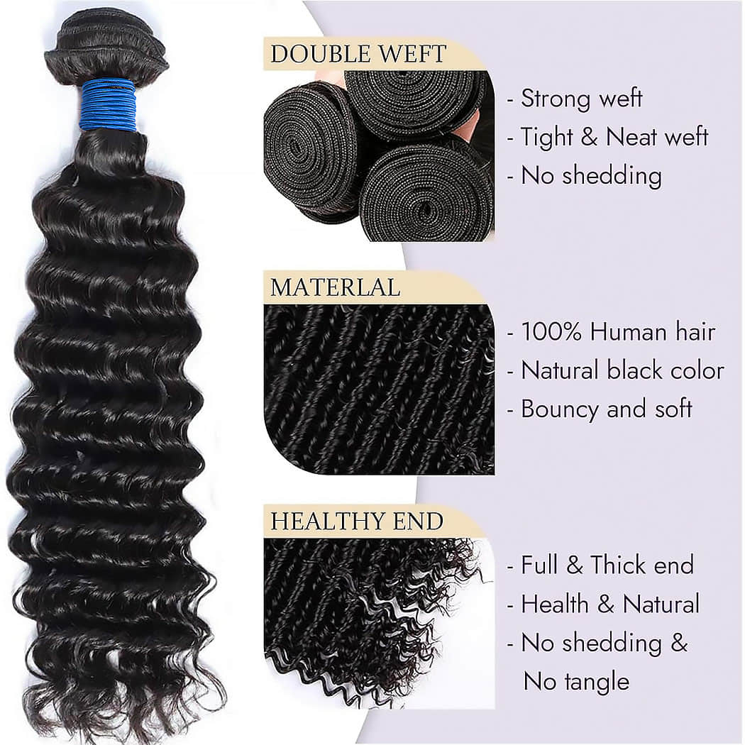 Deep Wave Brazilian Virgin Hair Bundles