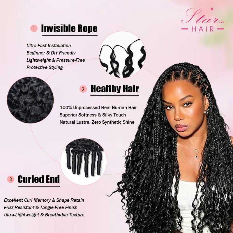 Starhair Deep Wave Feather Crochet Human Hair Extensions 100% Virgin Hair Crochet Braid For Miracle Knots Natural Black