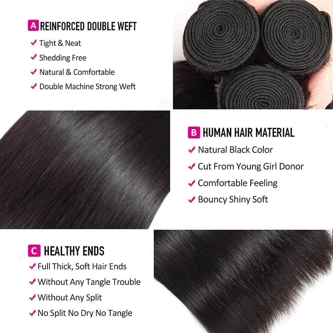 Straight Brazilian Virgin Hair Bundles