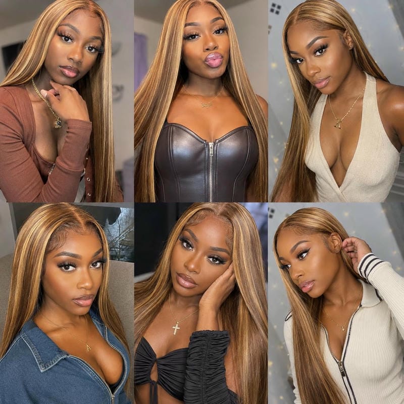 Highlight Straight Human Hair Bundles Brown & Honey Blonde 12-28 Inch - Stariahair