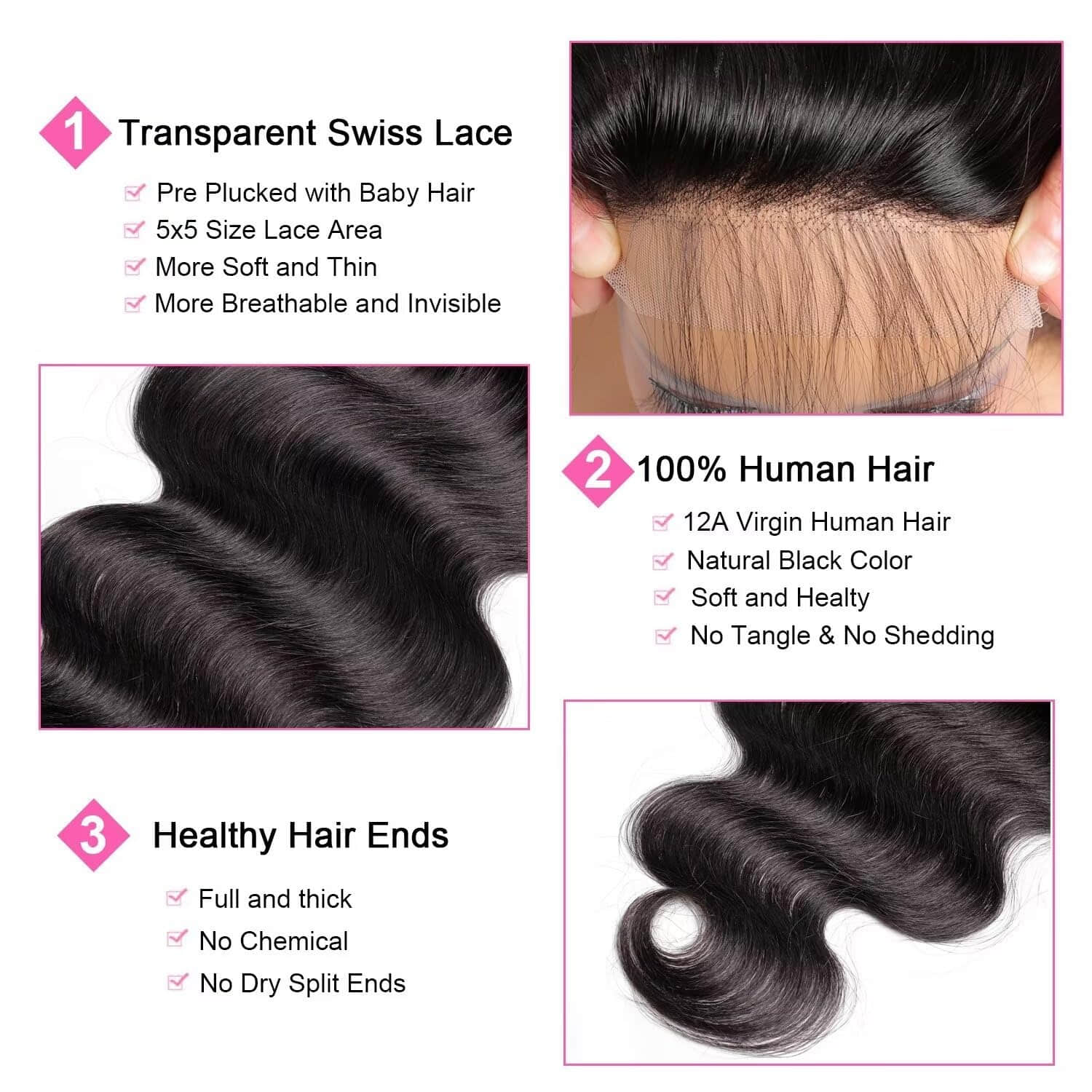 Transparent Lace Closure Body Wave