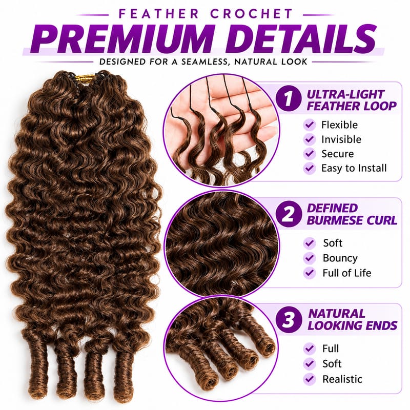 StariaHair Burmese Curly Crochet Human Hair for Boho Braids Miracle Knots Full & Bouncy Curls Color #4
