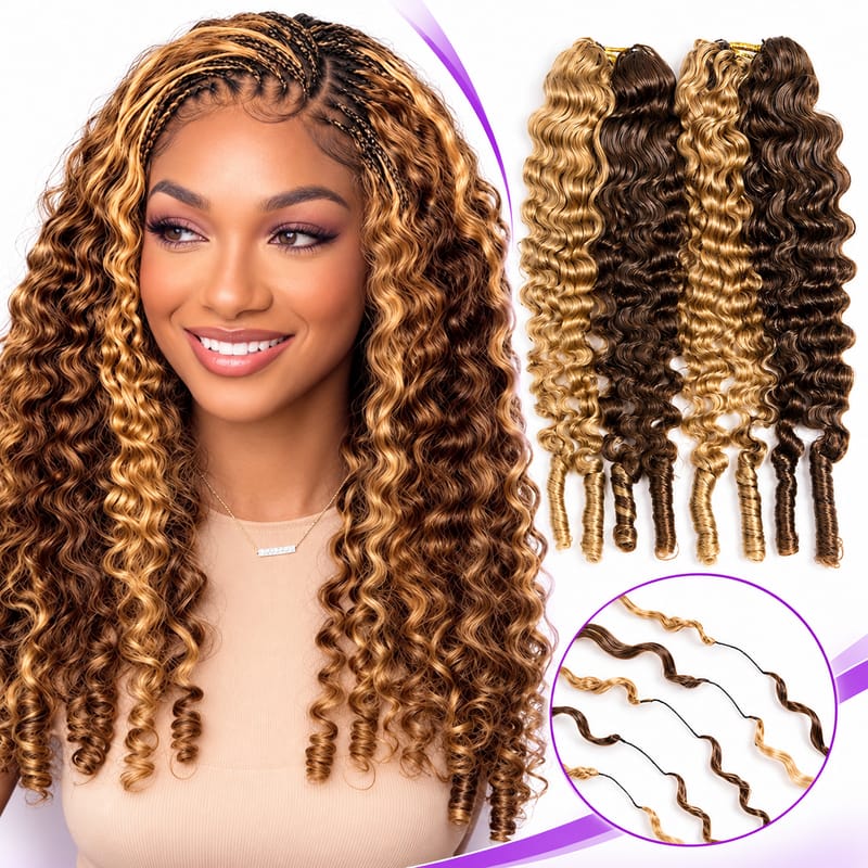 StariaHair Burmese Curly Feather Crochet Human Hair Reusable Extensions Pre-Separated & Lightweight Highlight P4/27