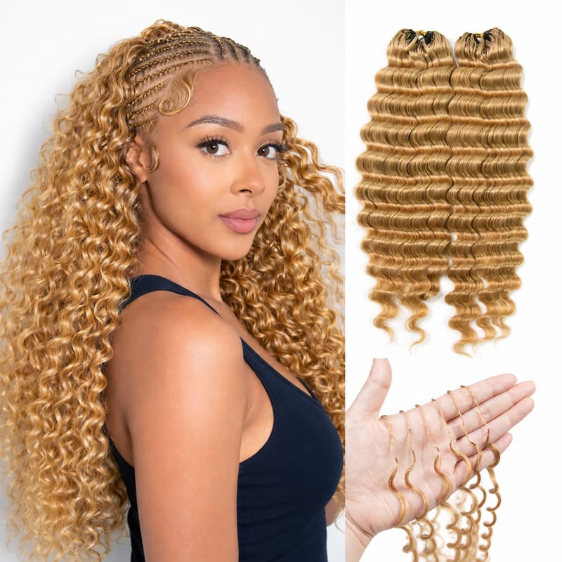 StariaHair Deep Wave Miracle Knots Crochet Human Hair Extensions Full & Bouncy Curls Color #27