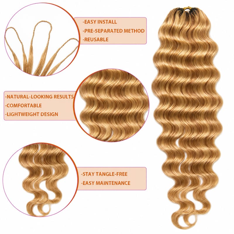 StariaHair Deep Wave Miracle Knots Crochet Human Hair Extensions Full & Bouncy Curls Color #27