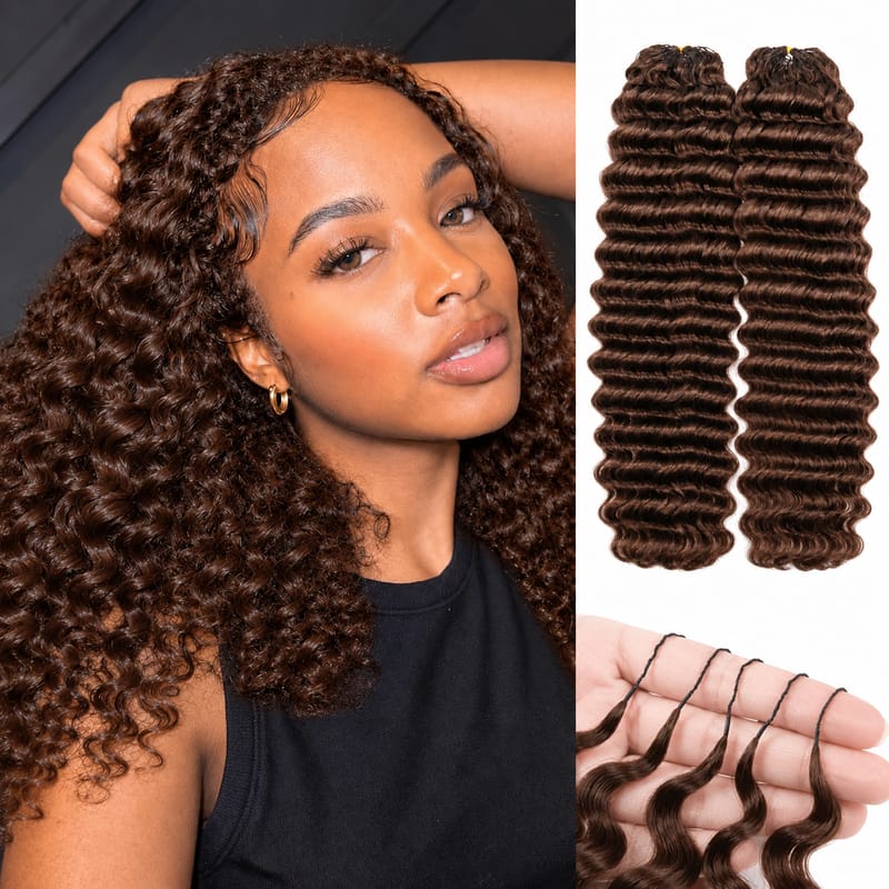 StariaHair Deep Wave Feather Crochet Human Hair Lightweight, Reusable & Beginner-Friendly Color #4