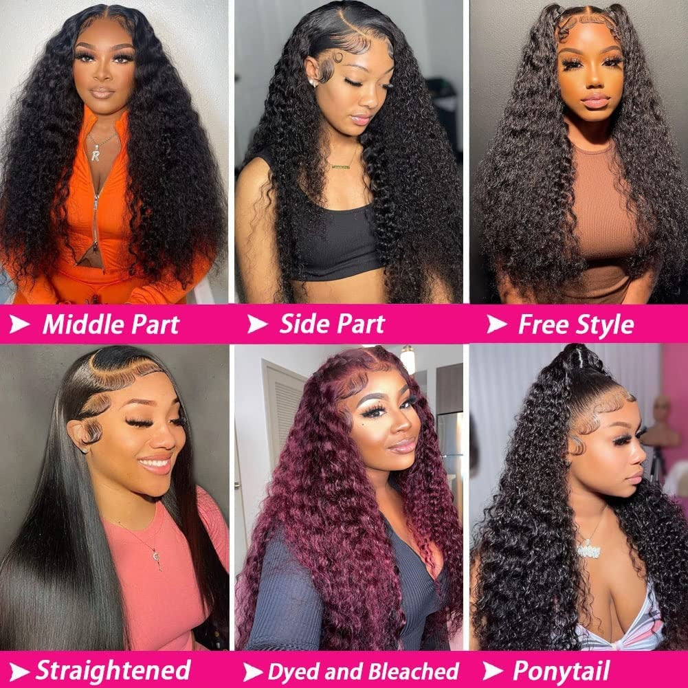 StarHair 13"x4" Deep Wave 150% Transparent Lace Frontal Wig #1B