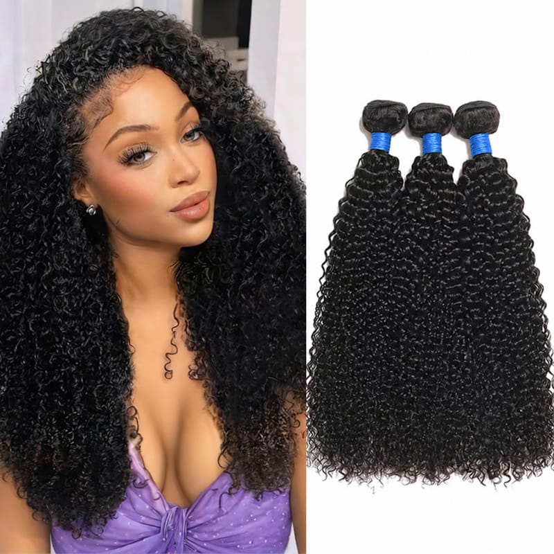 Kinky Curly Brazilian Virgin Hair Bundles Full-Bodied Bouncy Curls Natural Color 14-30 Inch - Stariahair