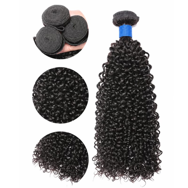 Kinky Curly Brazilian Virgin Hair Bundles Full-Bodied Bouncy Curls Natural Color 14-30 Inch - Stariahair